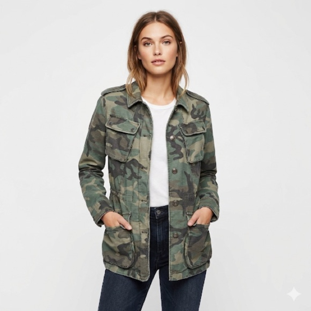 Free People Utility Jacket Not Your Brothers Camo Cotton Small